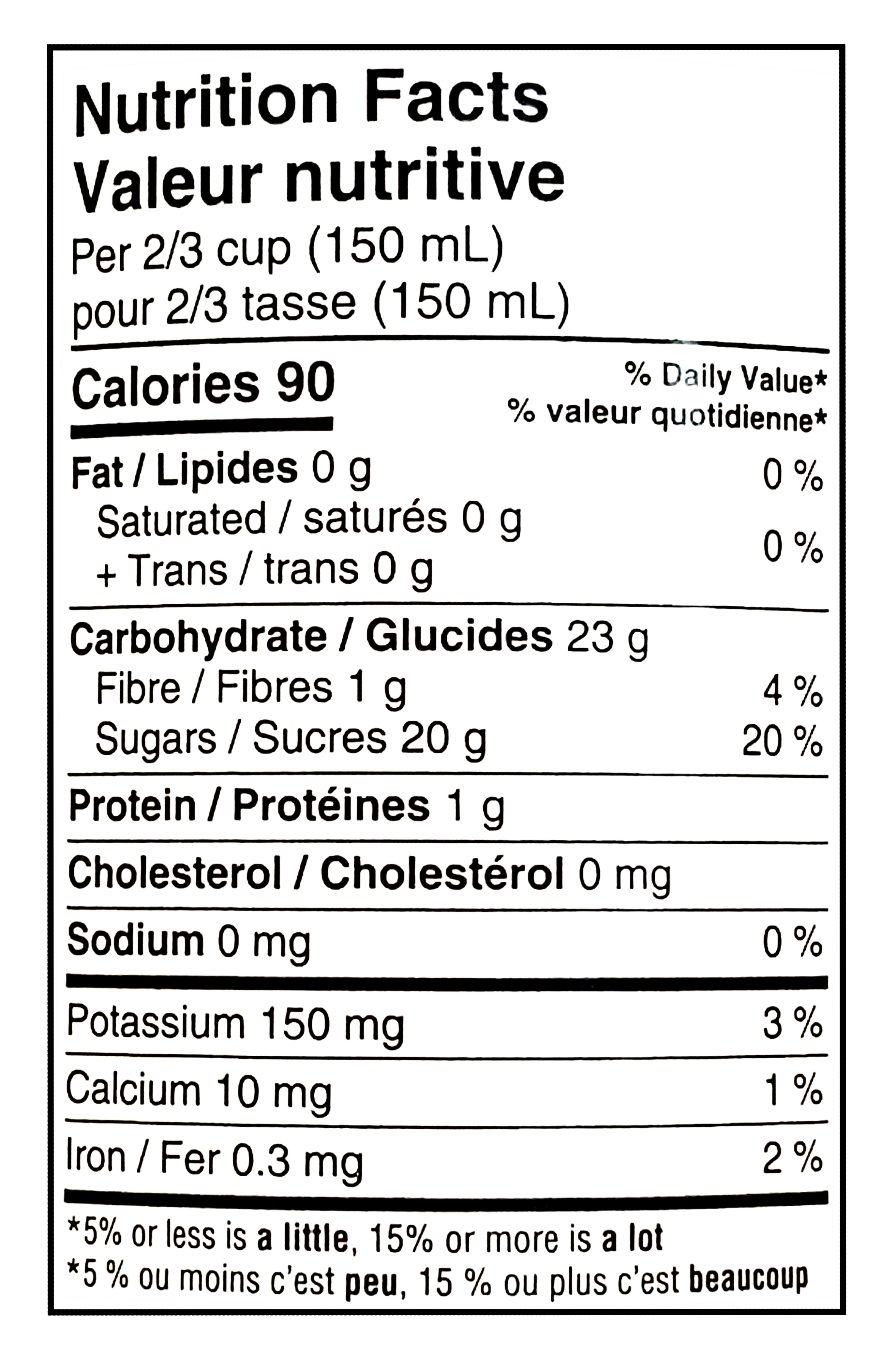 Great Value Pineapple Chunks In Pineapple Juice, 540ml/19 fl oz - Nutrition facts label 
