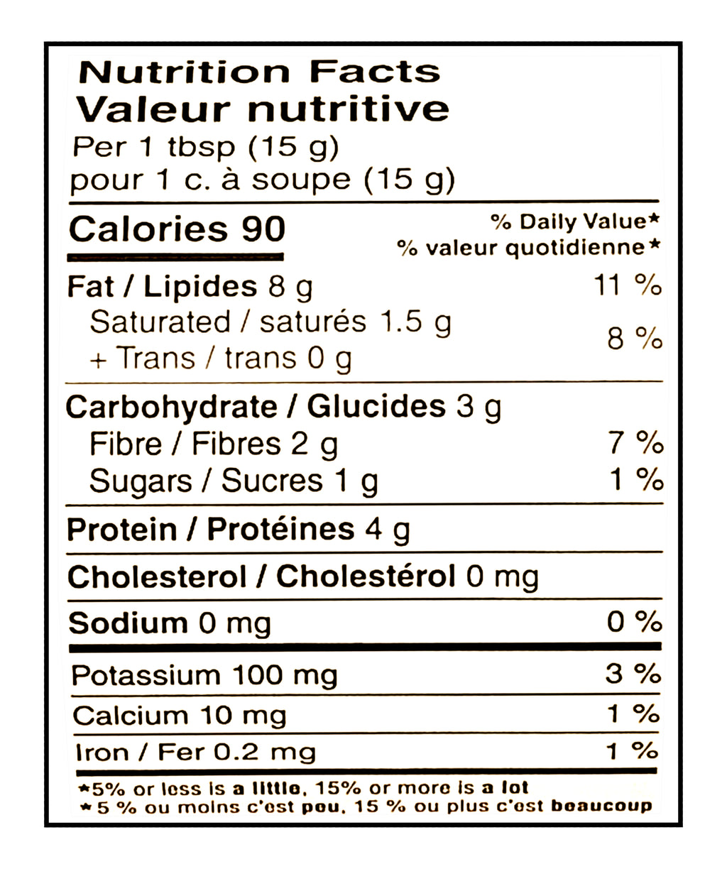 Nutrition facts label for Great Value Natural Smooth Peanut Butter with detailed nutritional information.
