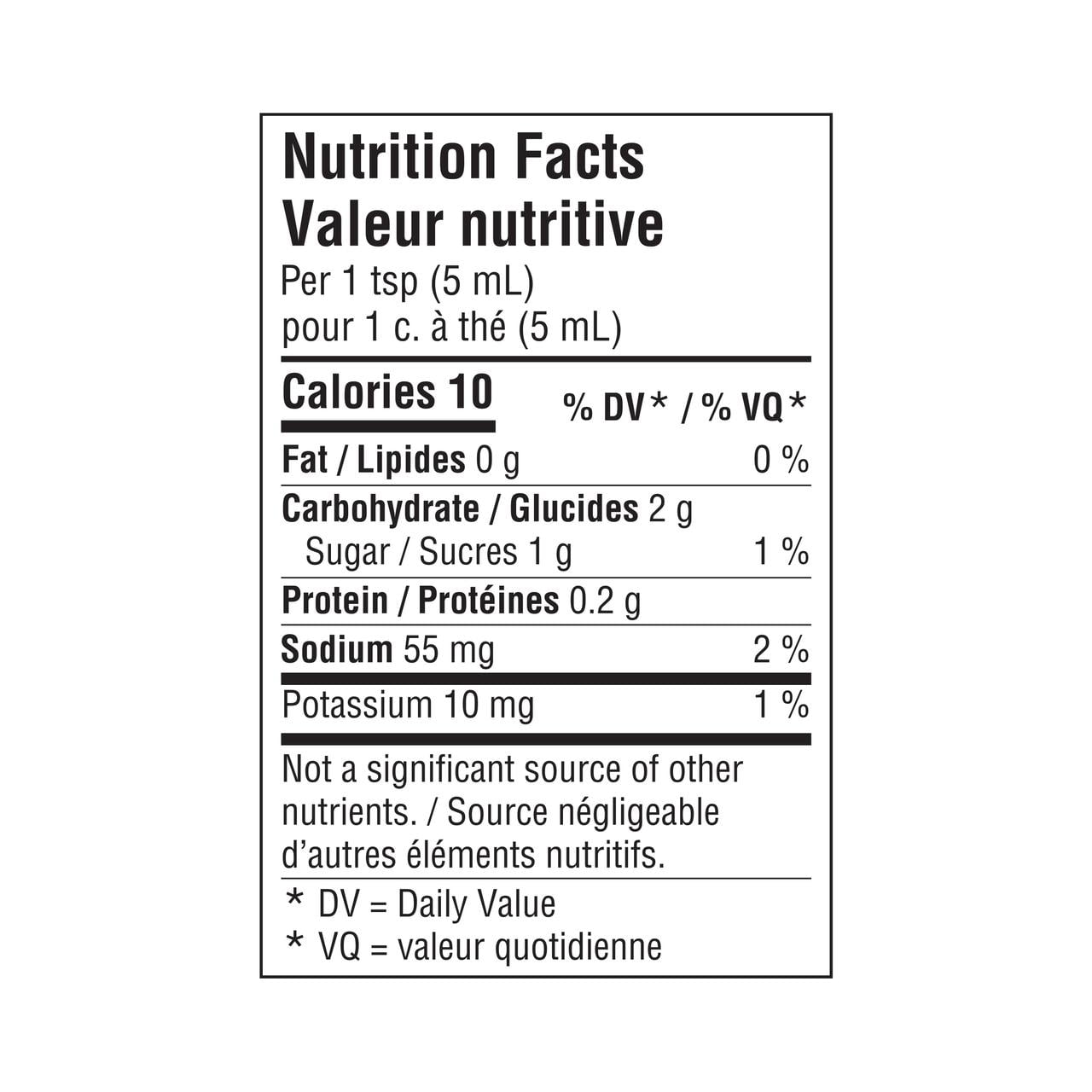 Great Value Sweet & Hot Prepared Mustard, 325ml/11 oz Nutrition Facts Label