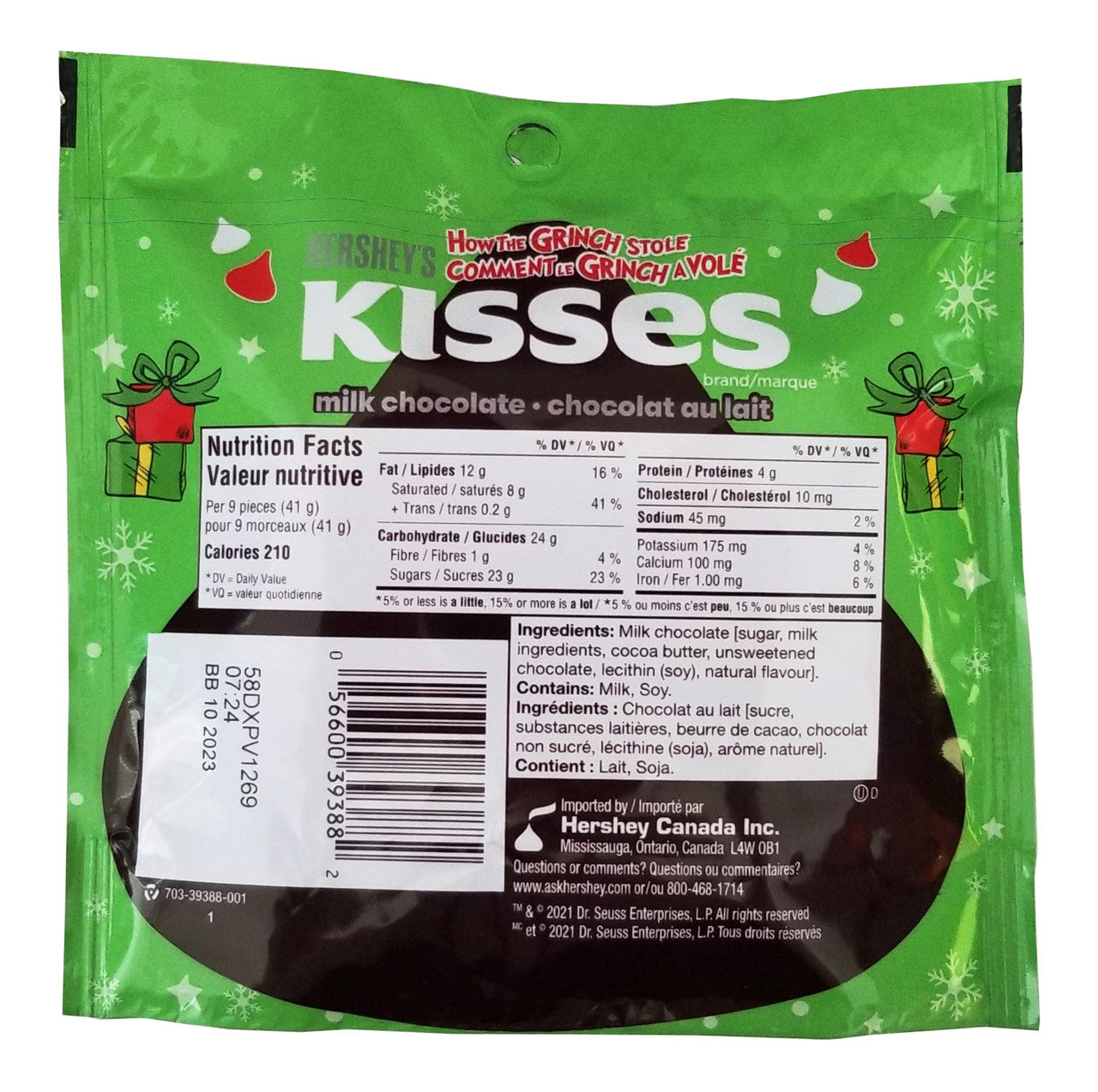 Hershey's How the Grinch Stole Kisses, 180g/6.3 oz. Bag (Imported from Canada)