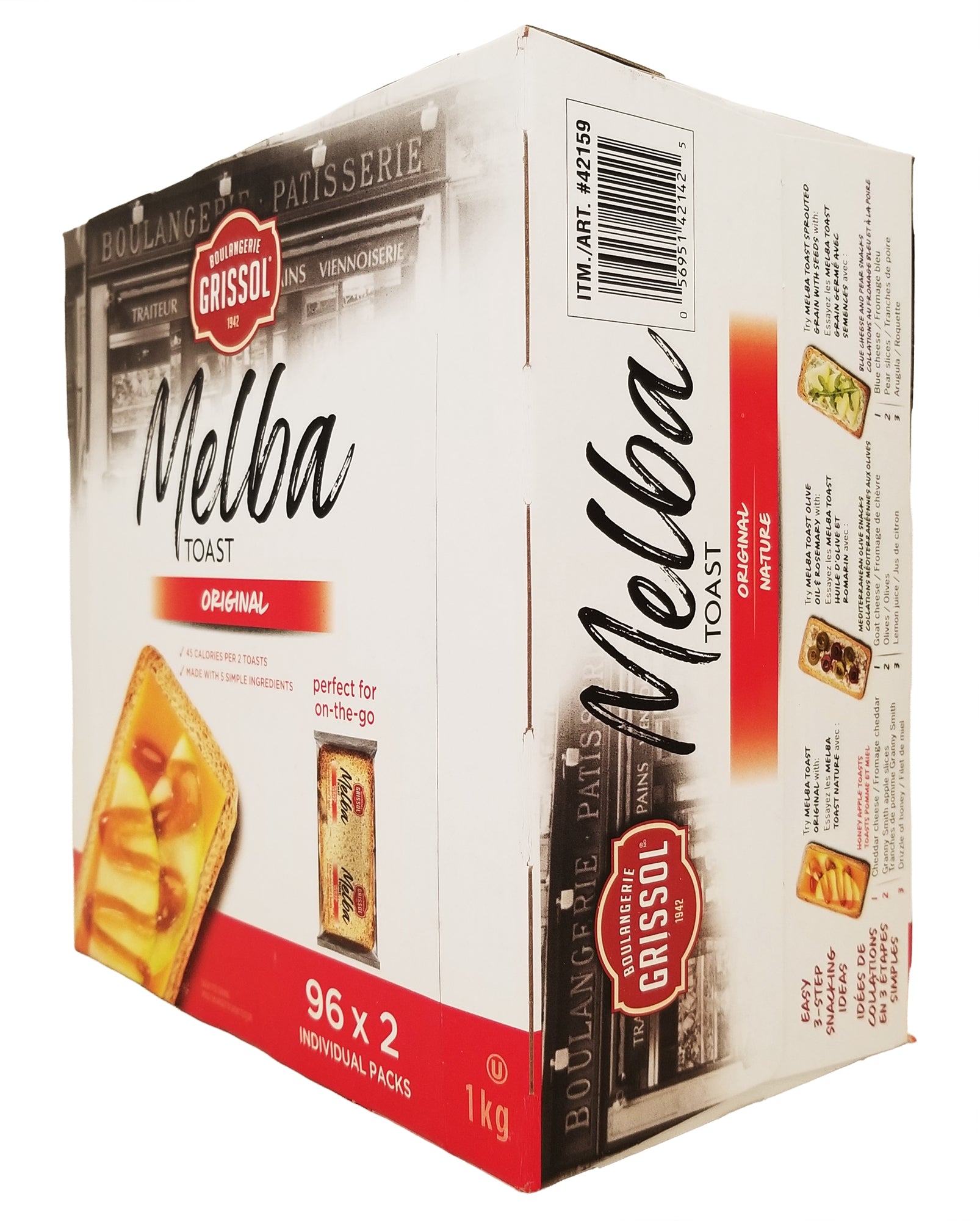 Grissol Melba Toast Original 1kg bulk pack angle view