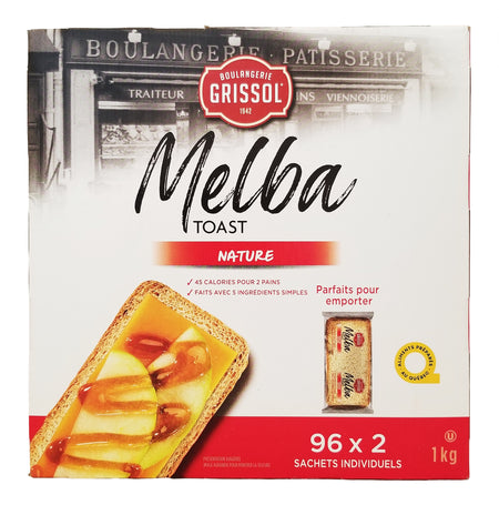 Grissol Melba Toast Original 1kg bulk pack back of box