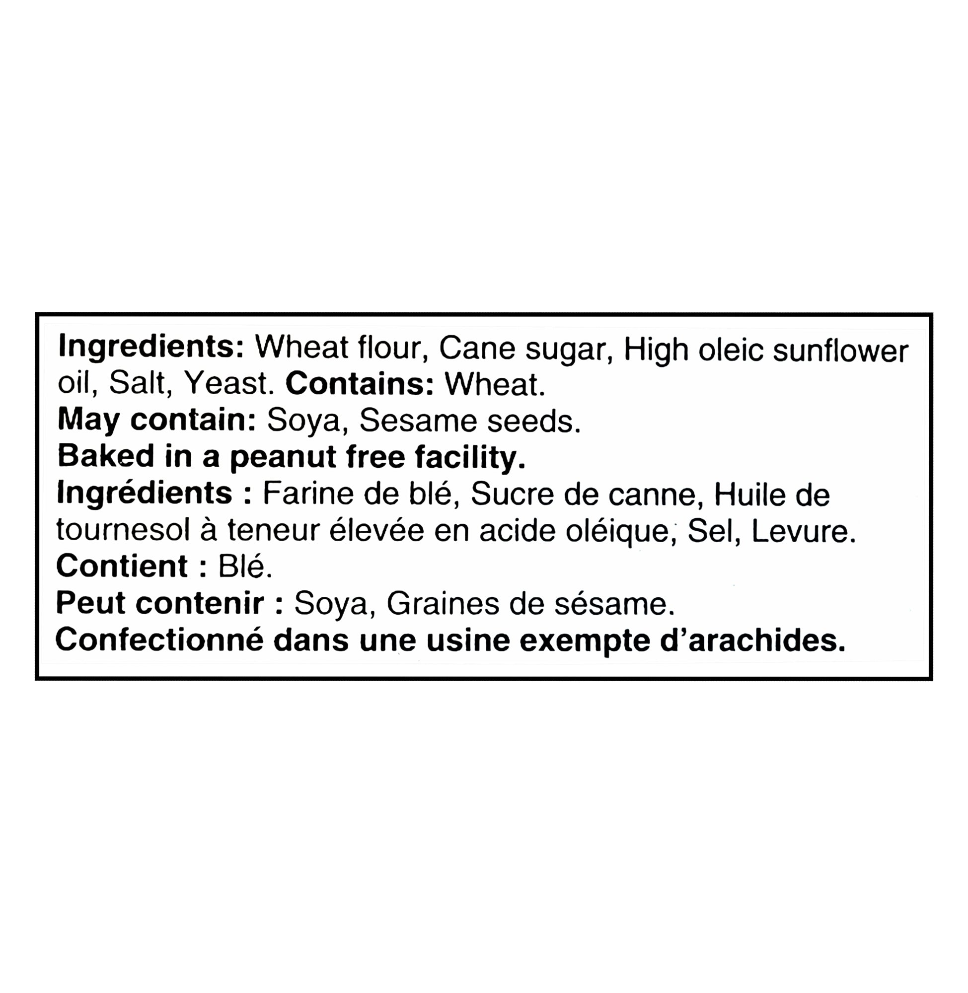 Grissol Melba Toast Original 1kg ingredients list