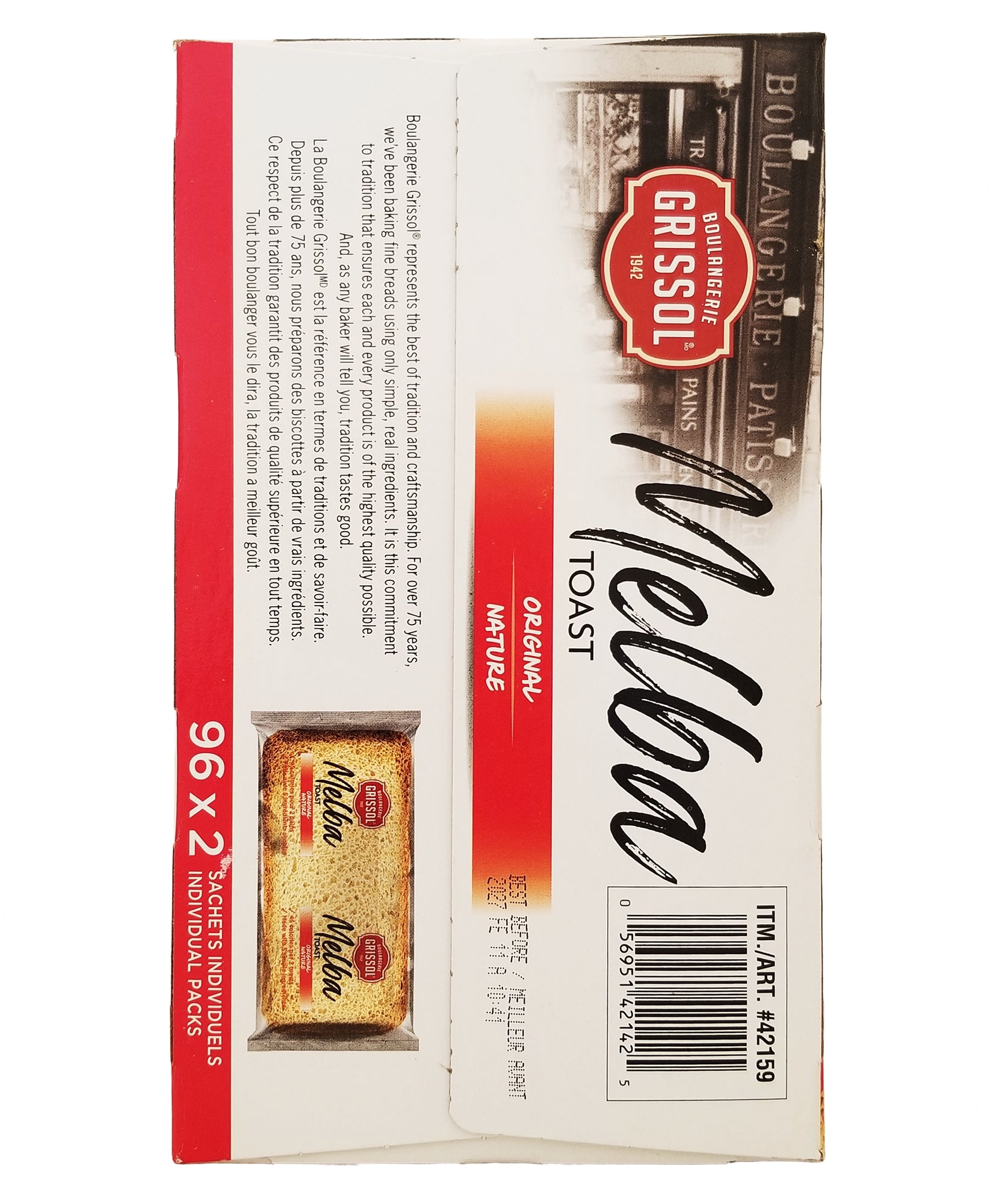 Grissol Melba Toast Original 1kg bulk pack side panel view