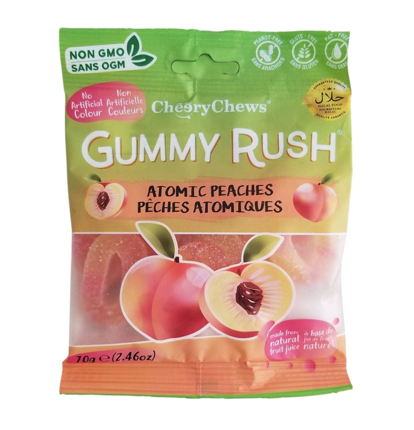 Gummy Rush Atomic Peaches Gummies, 70g/2.5 oz. Bag