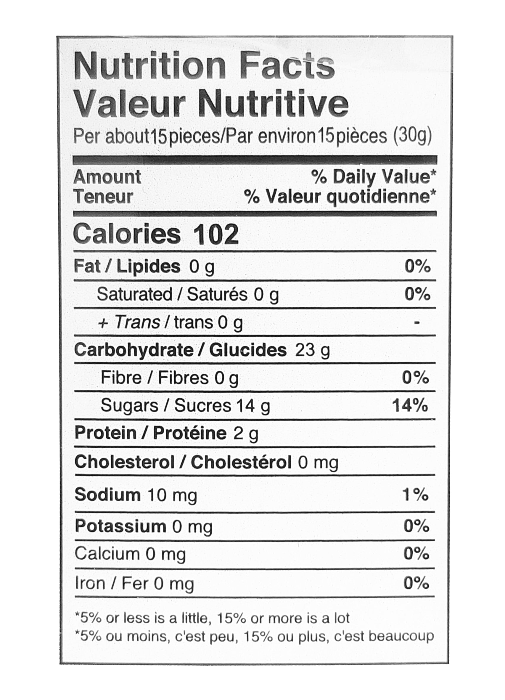 Gummy Rush Gummy Bears nutrition label