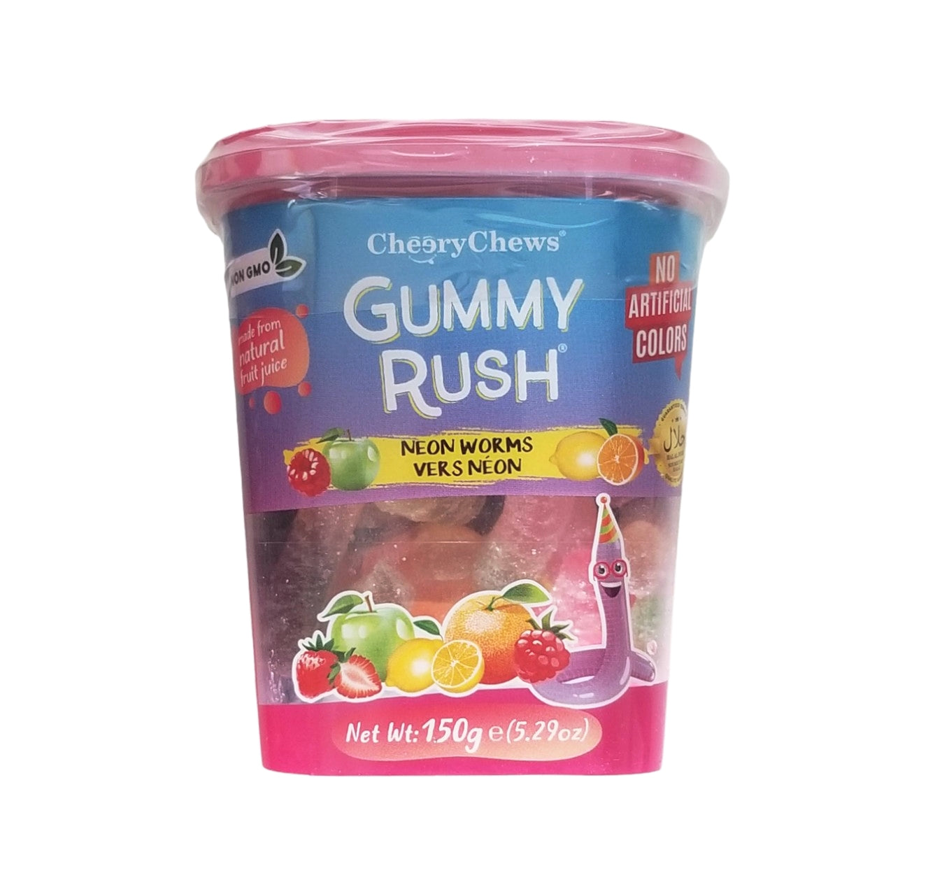 Gummy Rush Neon Worms Gummies, 150g/5.3 oz. Box