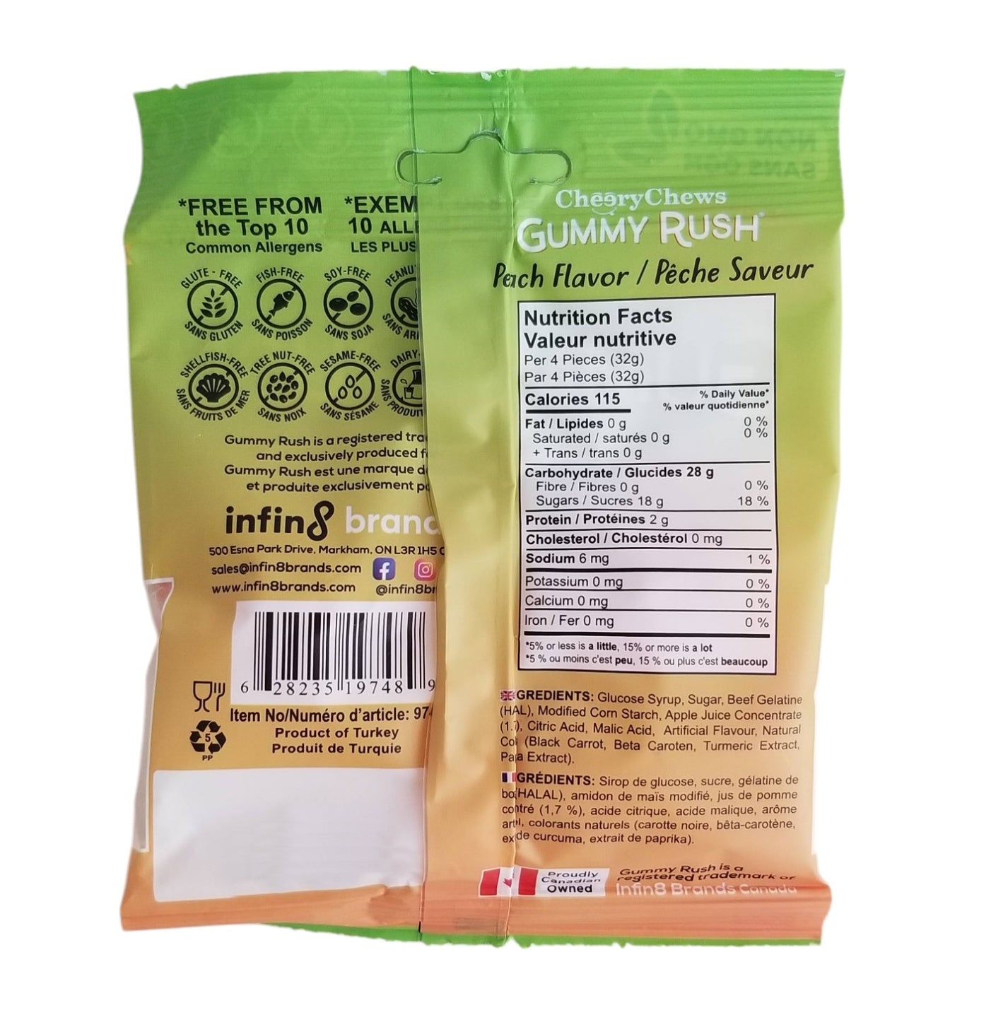 Gummy Rush Atomic Peaches Gummies, 70g/2.5 oz. Bag