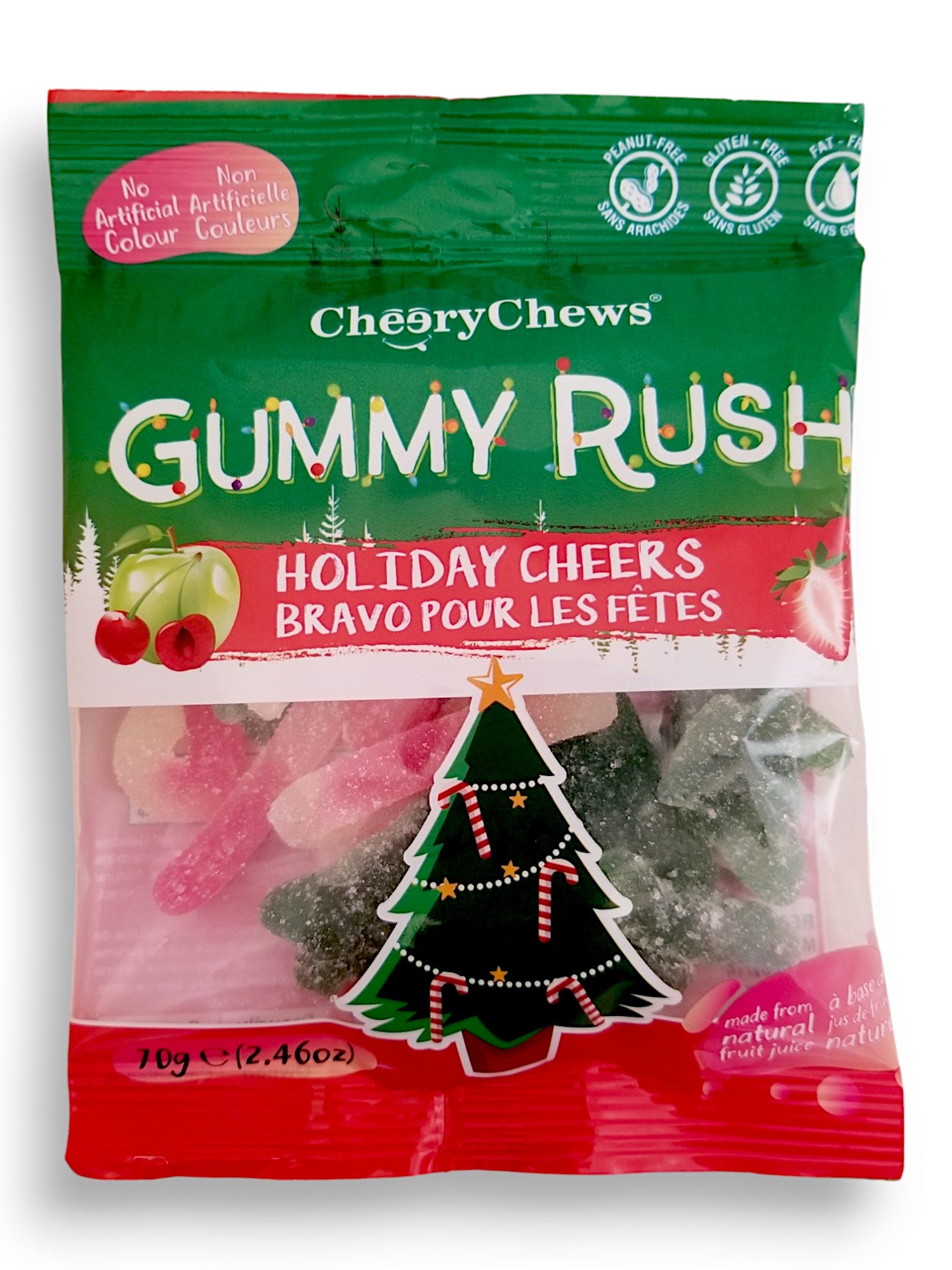 Front of Cheery Chews Gummy Rush Holliday Cheers Gummies, 70g/2.46 oz. Bag