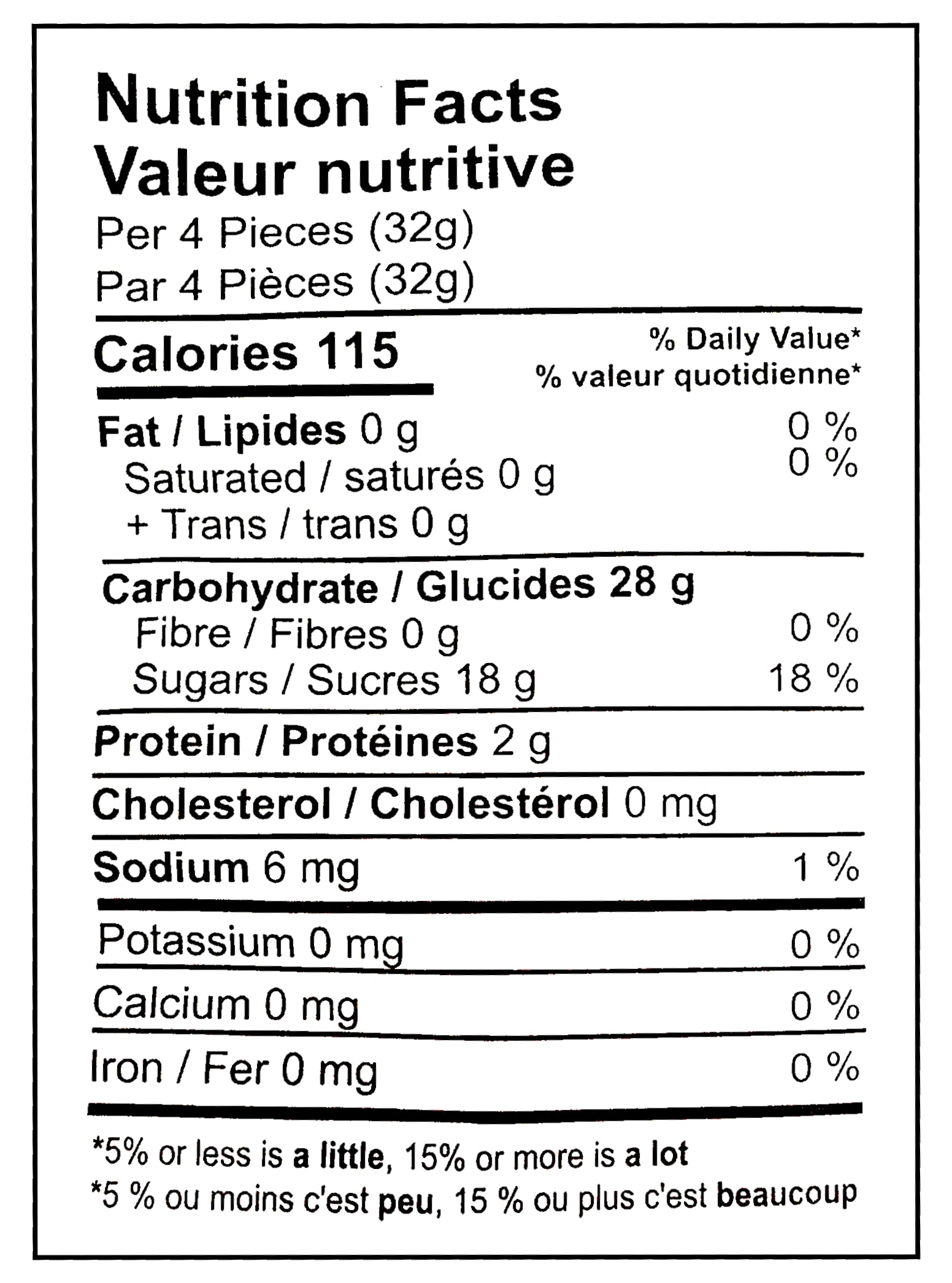 Nutrition facts label of Cheery Chews Gummy Rush Holliday Cheers Gummies, 70g/2.46 oz. Bag