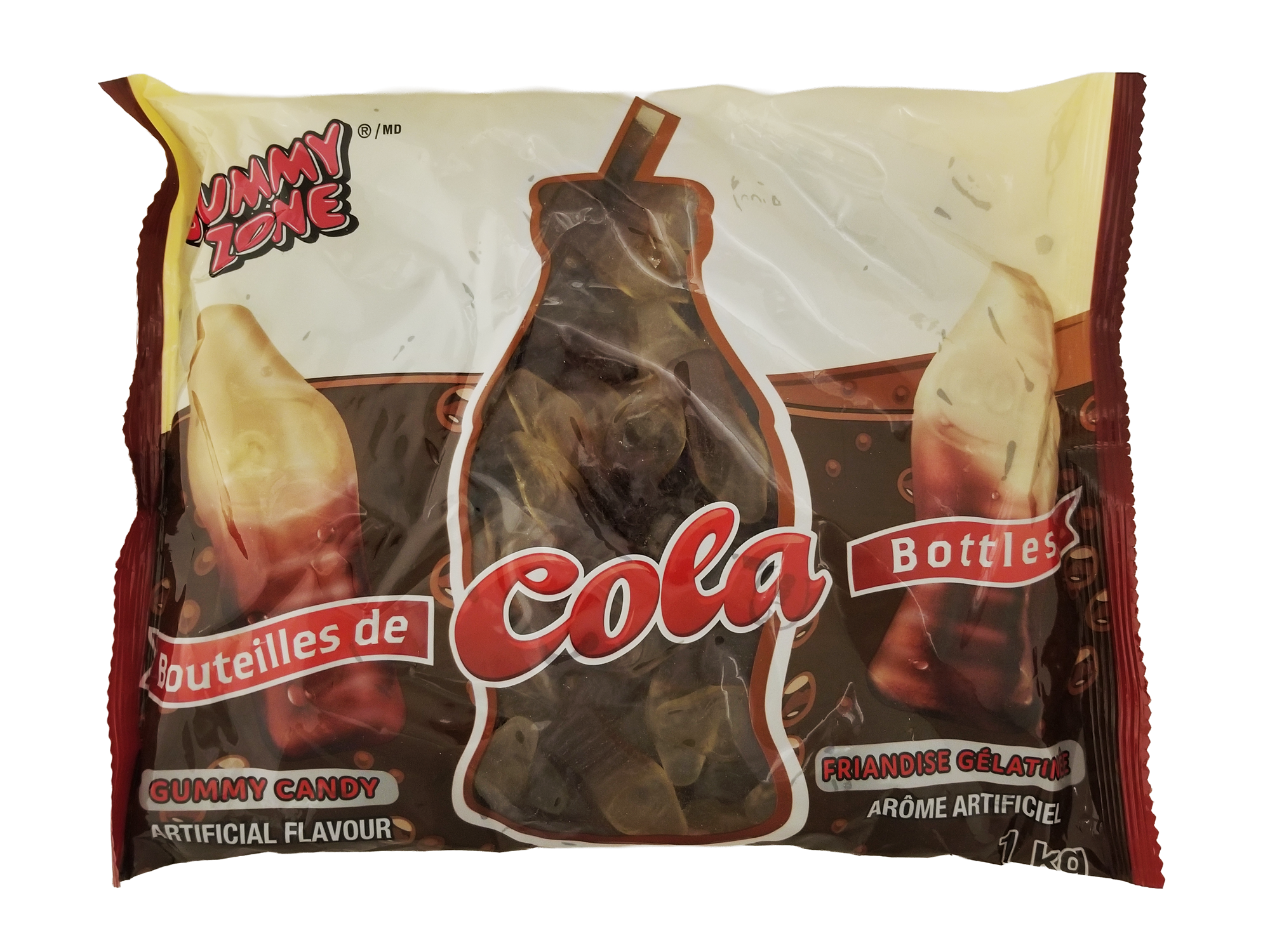 Packaged Gummy Zone Cola Bottles Gummy Candy, 250ct on a white background
