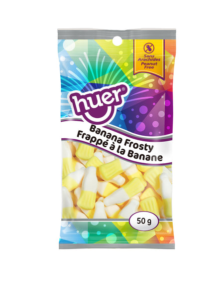 Huer Banana Frosty Gummies, 50g/1.8 oz., front of bag.