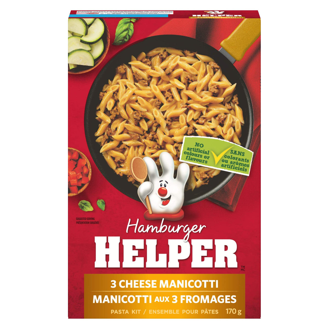 Hamburger Helper, 3 Cheese Manicotti, 170g/6oz. Box