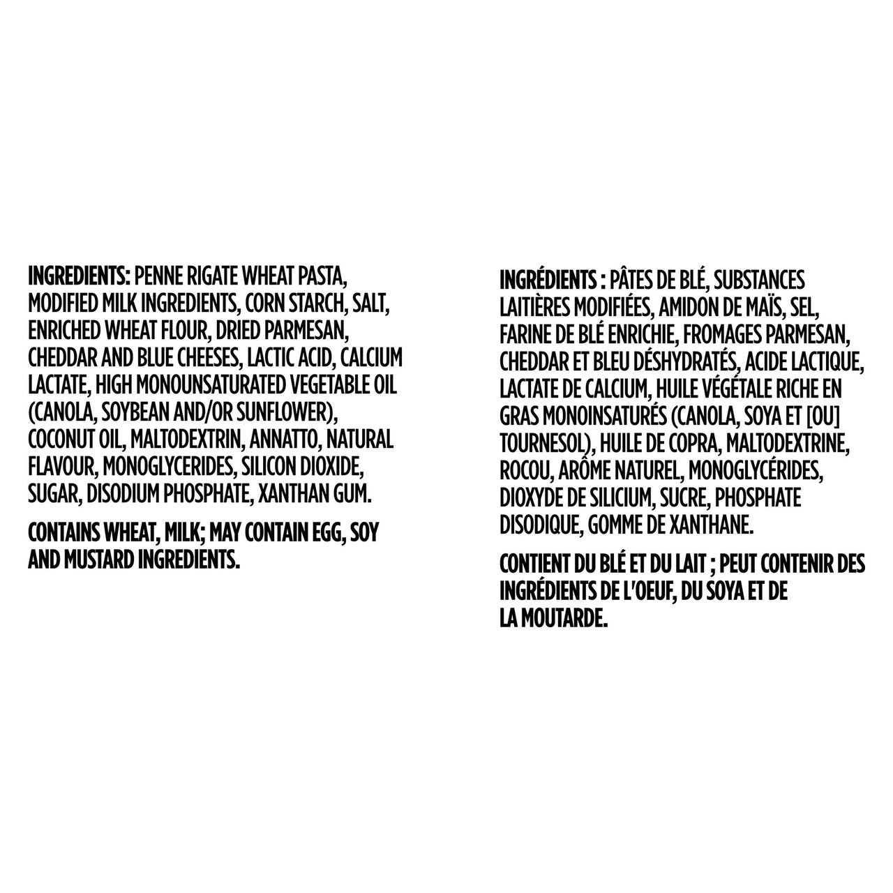 Hamburger Helper, 3 Cheese Manicotti, 170g/6oz. Box Ingredients