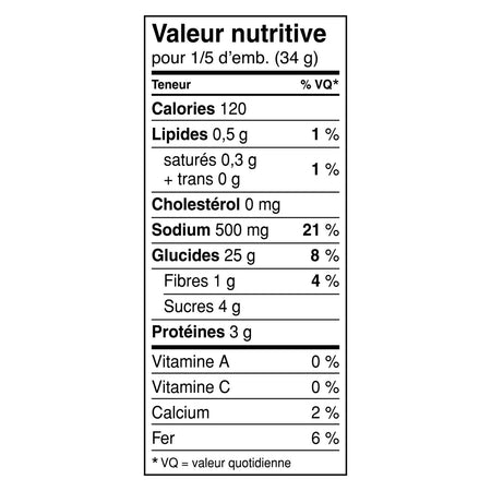 Hamburger Helper, 3 Cheese Manicotti, 170g/6oz. Box Nutrition Facts In French