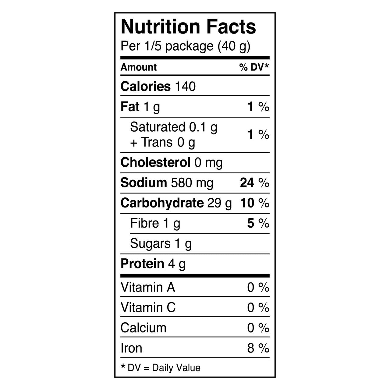 Hamburger Helper Beef Noodle, 200g/7.1oz Box Nutrition Facts Label