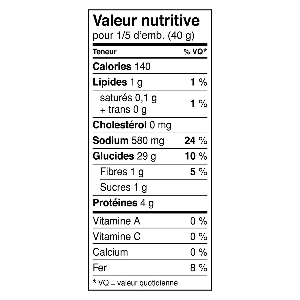 Hamburger Helper Beef Noodle, 200g/7.1oz Box Nutrition Facts Label in French