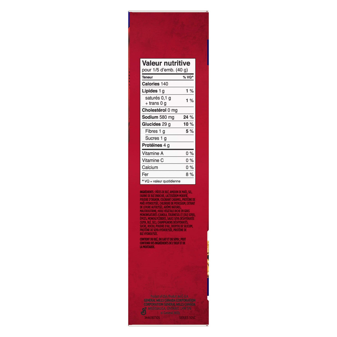 Hamburger Helper Beef Noodle, 200g/7.1oz Box Nutrition Facts in French
