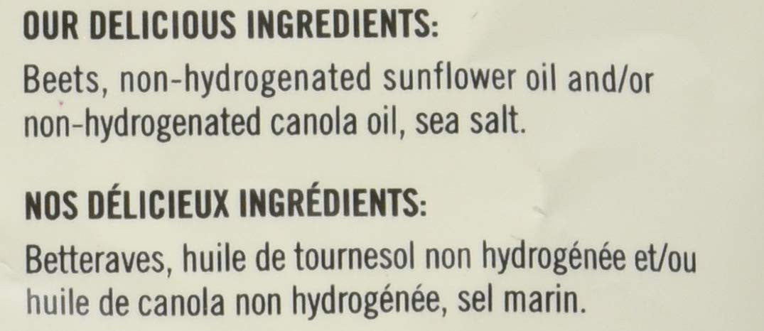 Hardbite Drop 'N Mad, Beet Chips, 150g/5.2 oz Ingredients