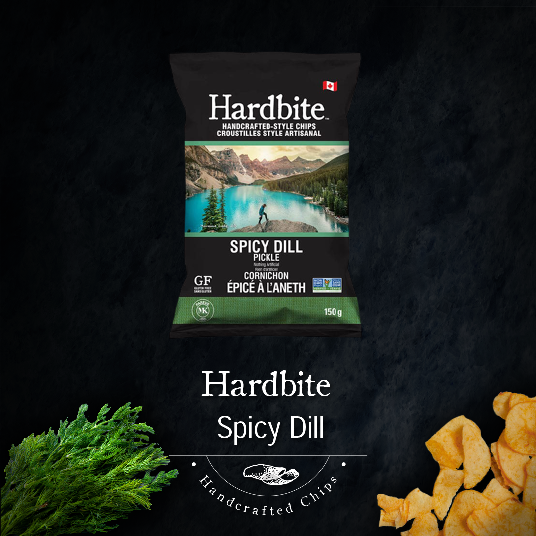 Hardbite Spicy Dill Pickle Natural Potato Chips, 150g/5.3oz., {Imported from Canada}