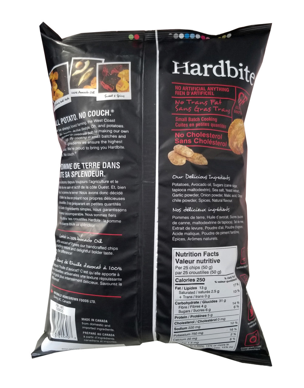Hardbite Sweet Ghost Pepper baked in Avocado Oil Chips, 550g/1.2 lbs., Bag {Imported from Canada}