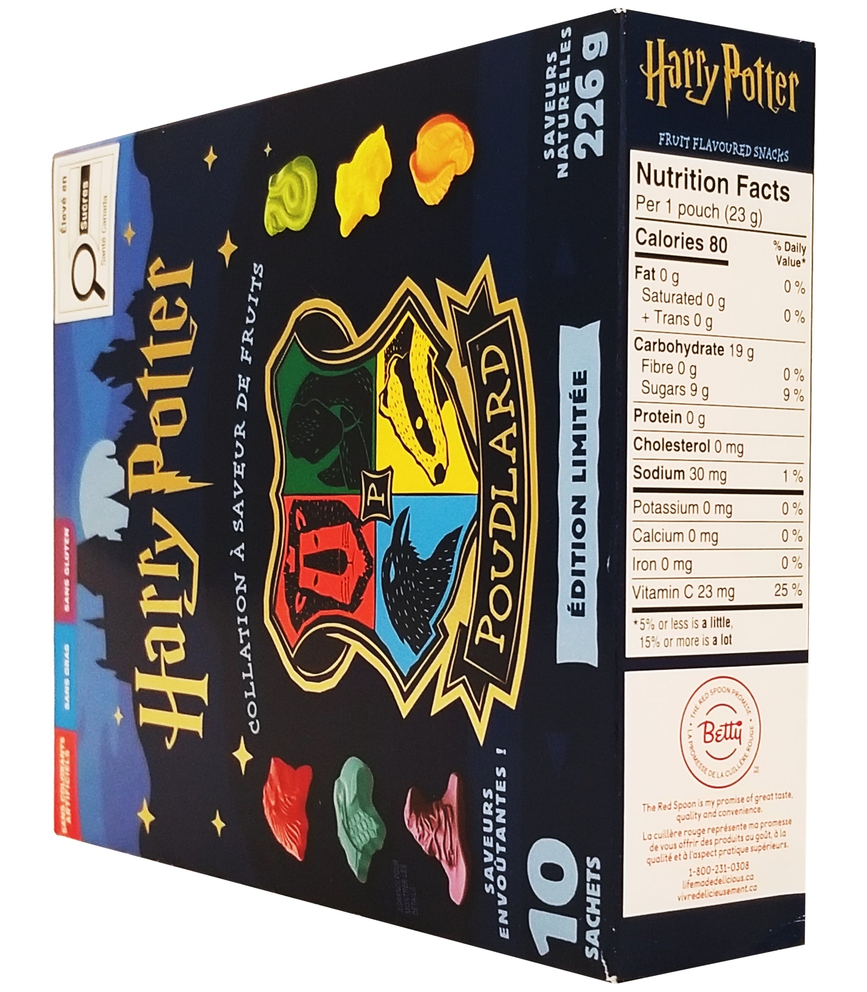 Harry Potter Hogwarts Fruit Snacks 226g bottom of box