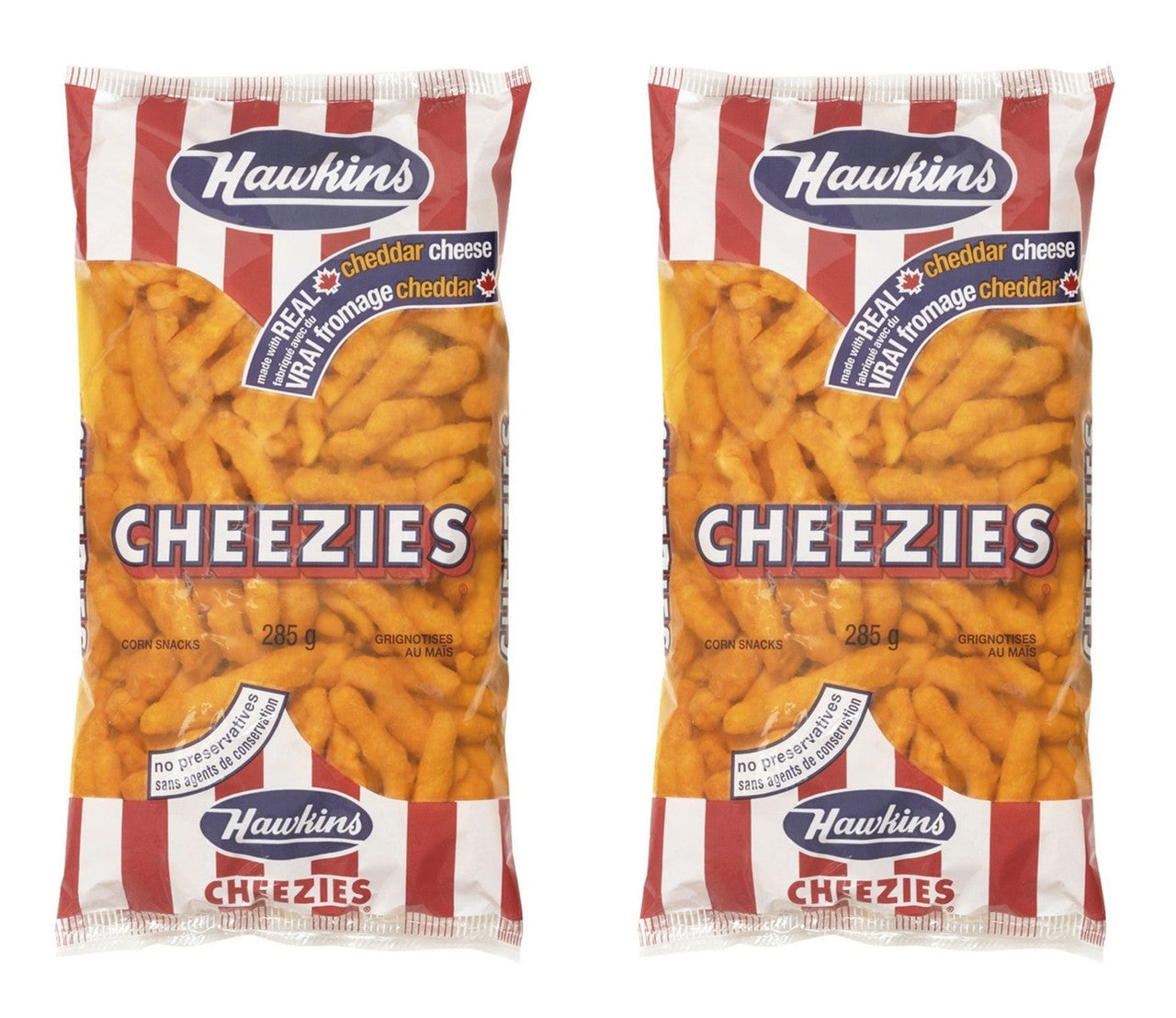Hawkins Real Cheddar Cheezies (2pk) 285g/10 oz.,Bags  {Imported from Canada}