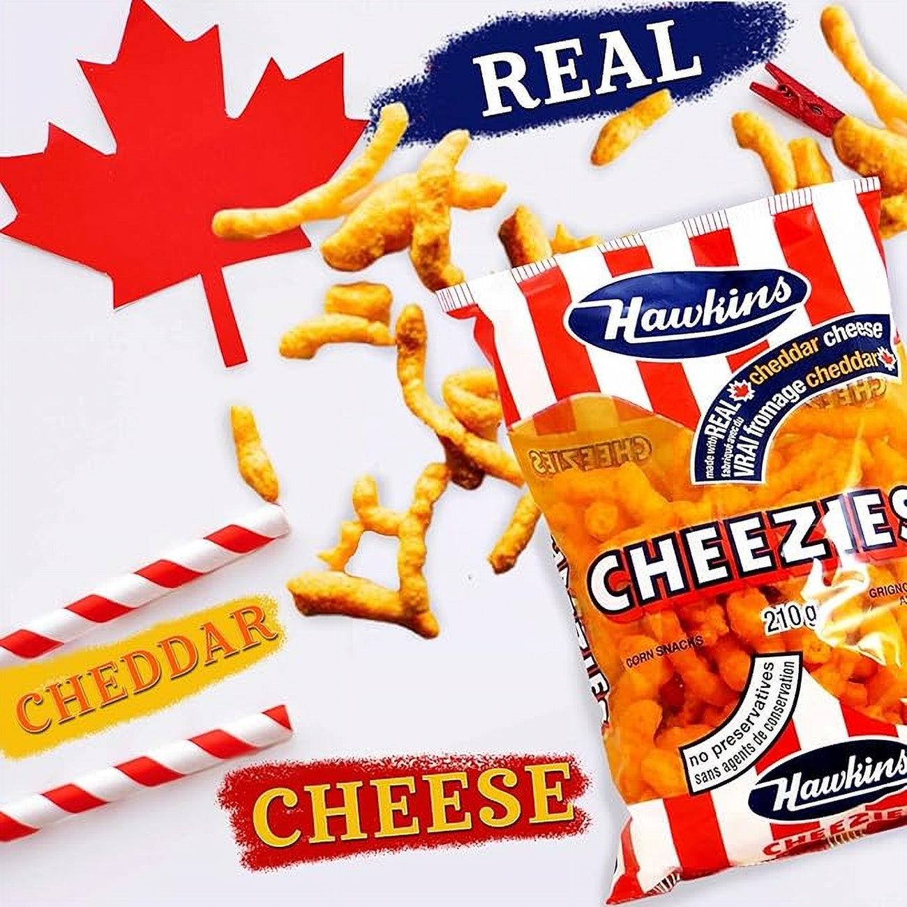 Hawkins Cheezies Corn Snacks, 2x210g, 420g/14.8 oz