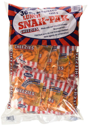Hawkins Cheezies Corn Snacks, Snak-Pak, 36pk x 36g