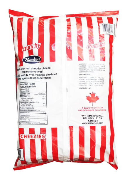 Hawkins Cheezies Corn Snacks, Snak-Pak, 36pk x 36g (1.3 oz) Bag Back Side