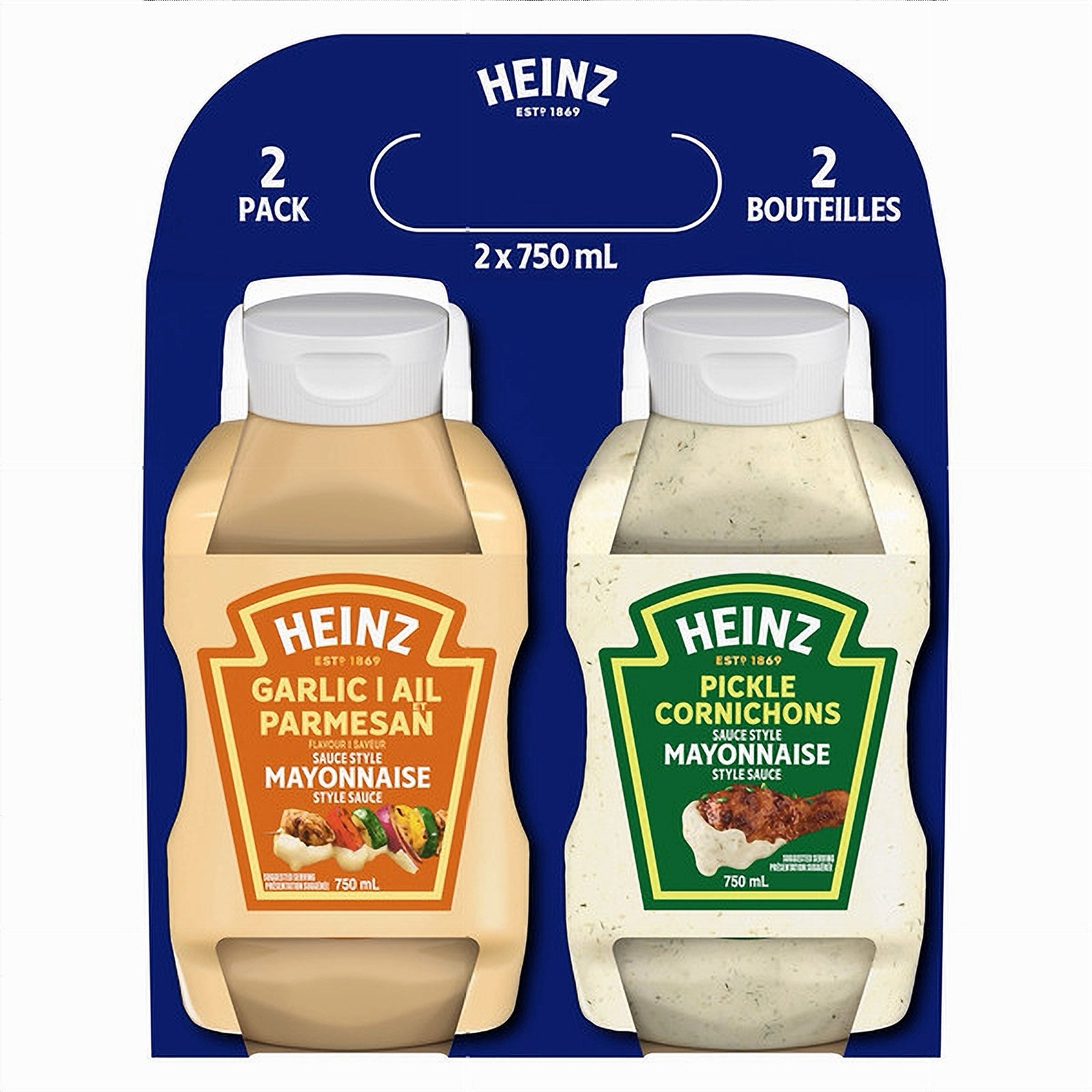 Heinz Garlic Parmesan & Pickle Mayo Style Sauce 2x750ml - Front
