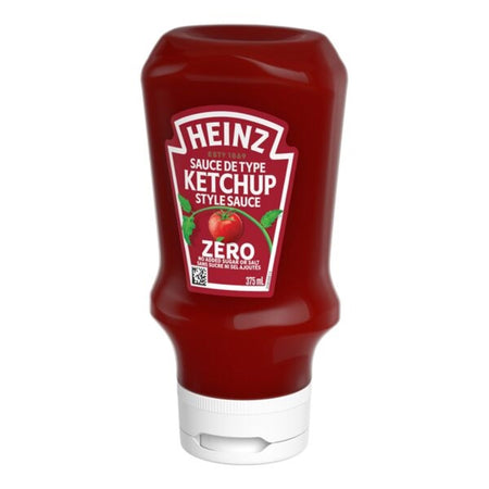 Heinz ZERO Tomato Ketchup, No Added Sugar or Salt, 375ml (12.6 fl oz)