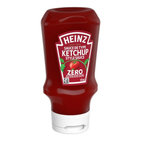 Heinz ZERO Tomato Ketchup, No Added Sugar or Salt, 375ml (12.6 fl oz)