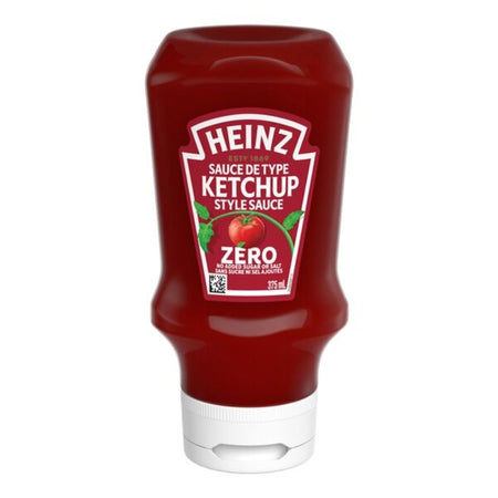 Heinz ZERO Tomato Ketchup, No Added Sugar or Salt, 375ml (12.6 fl oz)
