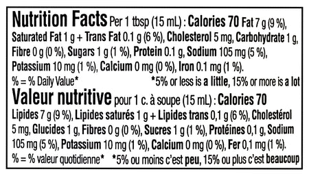 Nutrition facts label for Heinz Pickle Mayonnaise 340ml/11.9 oz with both calories and nutritional content listed.
