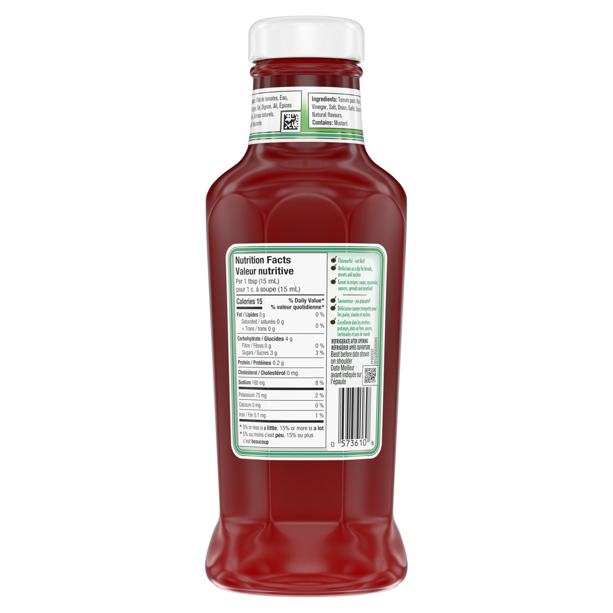 Heinz Chili Sauce, 455ml (15.4oz) Bottle Back Side