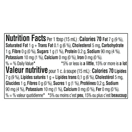 Nutrition facts label for Heinz Smoky Bacon Mayonnaise Sauce, 340ml/11.9 oz on a white background.