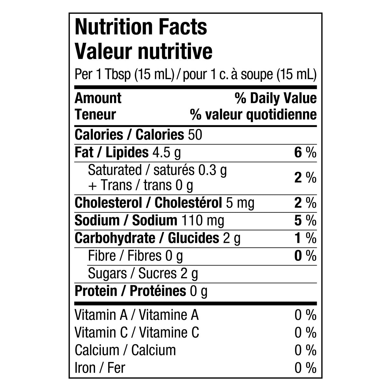 Hellmann's Classic Burger Sauce, Gluten Free and Certified Kosher, 325ml/11 fl.oz. Bottle Nutritional Facts