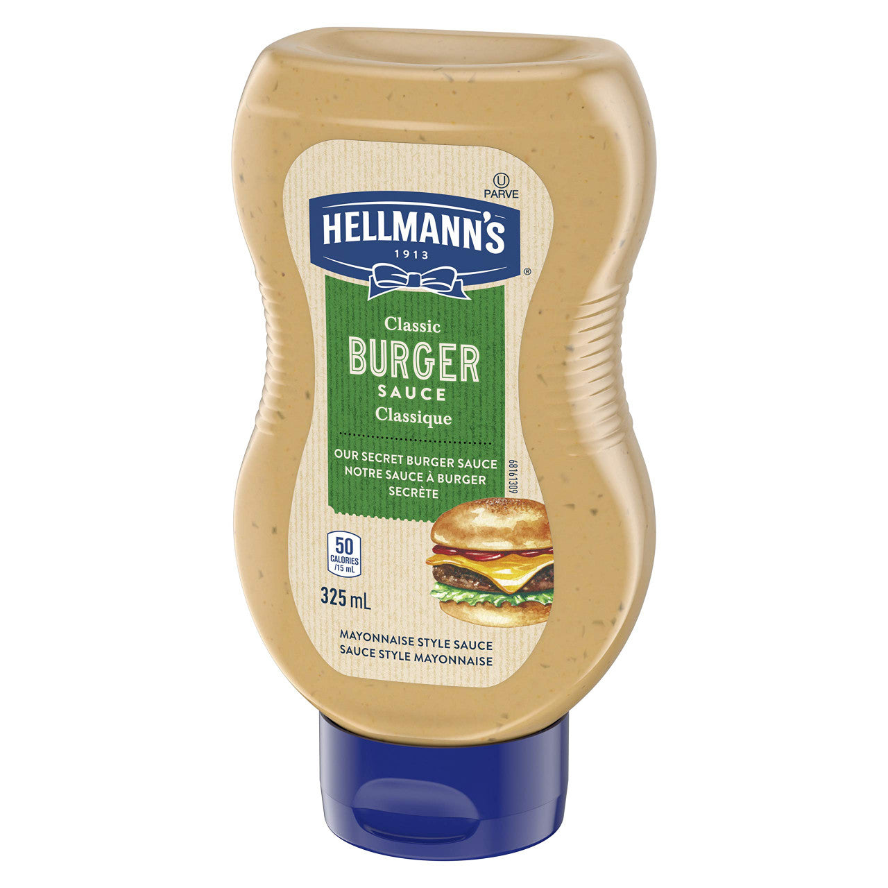 Hellmann's Classic Burger Sauce, Gluten Free and Certified Kosher, 325ml/11 fl.oz. Bottle Right Angle