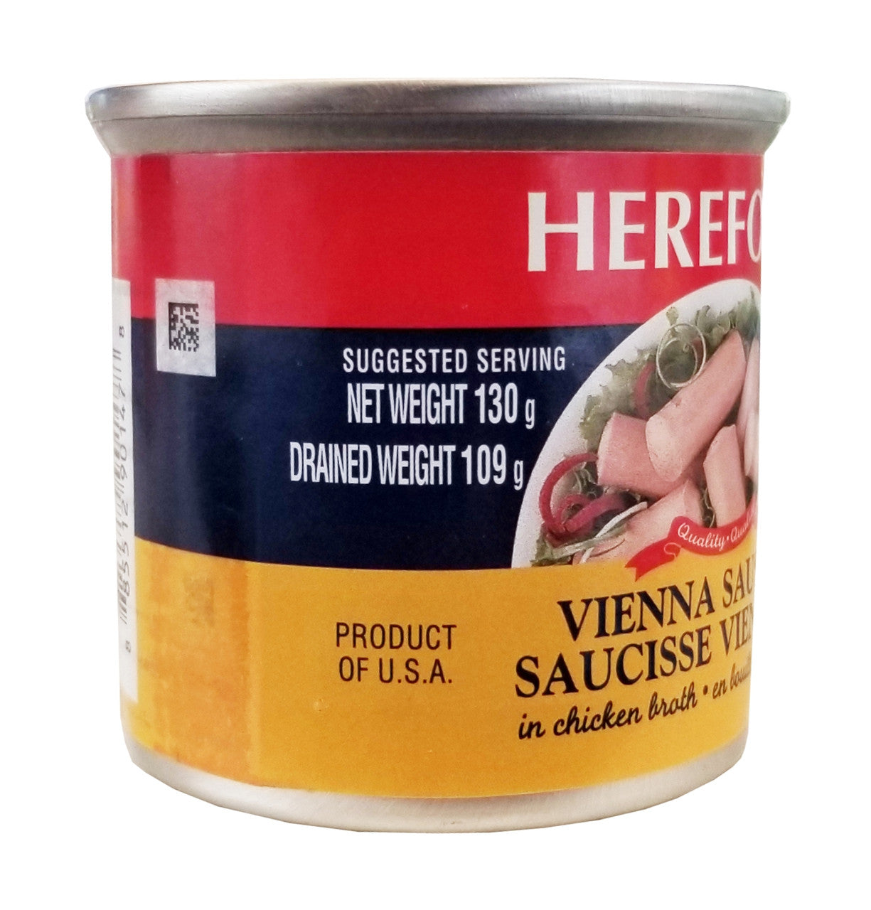 Hereford Vienna sausage in Chicken Broth, 130g/4.5 oz. Can (Imported from Canada)
