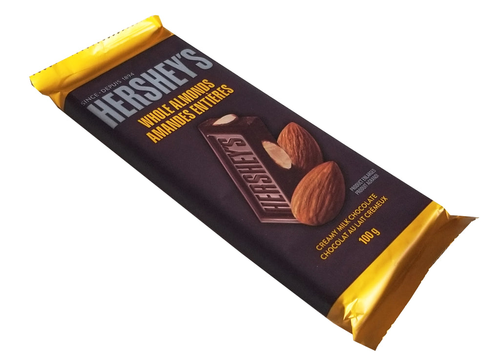 Hershey's Whole Almonds Milk Chocolate Bar, 100g/3.5 oz., {Imported from Canada}