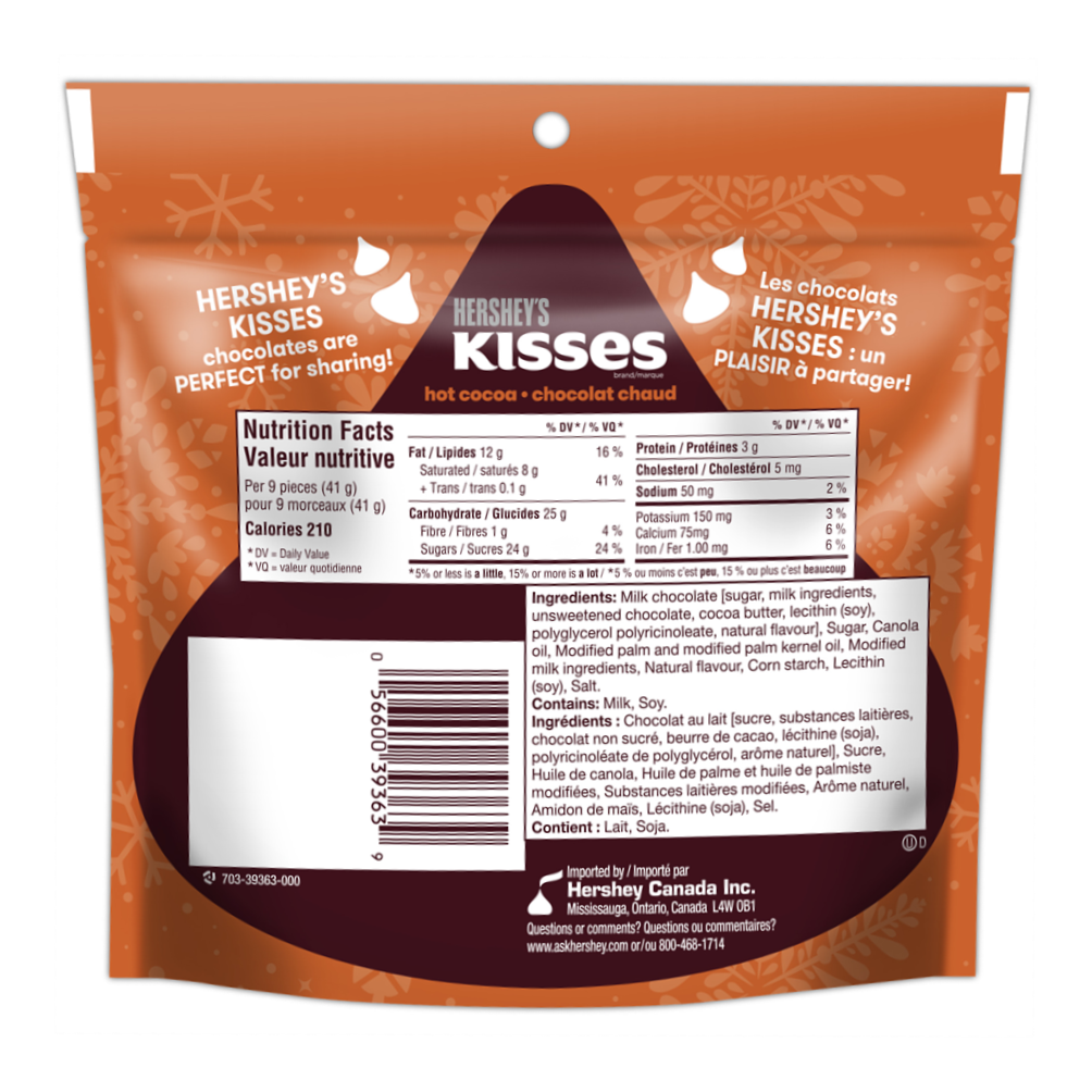 Hershey's Hot Cocoa Kisses, 180g/6.3 oz. Bag (Imported from Canada)