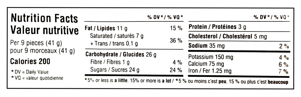 Hershey's Valentine's Day Milk Chocolate Kisses, 180g/6.3 oz. - Nutrition Facts Label