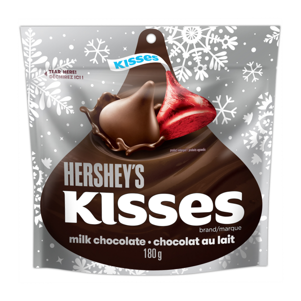 Hershey's Holiday Milk Chocolate Kisses, Red, Green, and Silver Wrapping, 180g/6.3 oz. Bag (Imported from Canada)