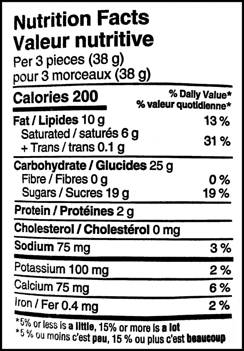 Hershey's Snack-Size Chocolate Bars, Cookies 'N' Creme, 25ct, 318g/11.2 oz., Bag, nutrition facts label.