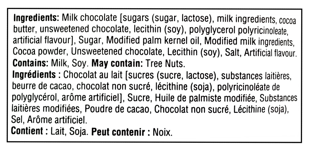 Hershey's Valentine's Day Milk Chocolate Truffle Kisses, 180g/6.3 oz. - Ingredients Label