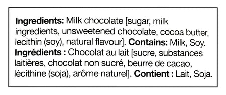 Hershey's Valentine's Day Snoopy Milk Chocolate Kisses, 180g/6.3 oz. - Ingredients Label