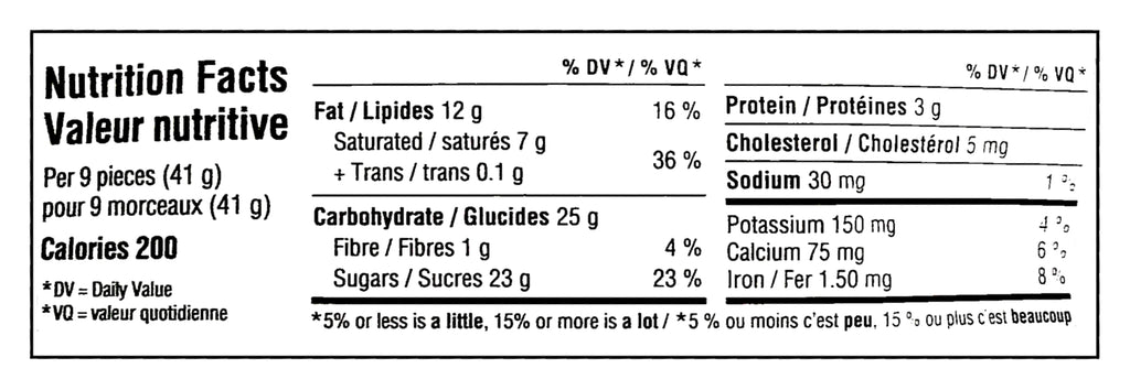 Hershey's Valentine's Day Snoopy Milk Chocolate Kisses, 180g/6.3 oz. - Nutrition Facts Label