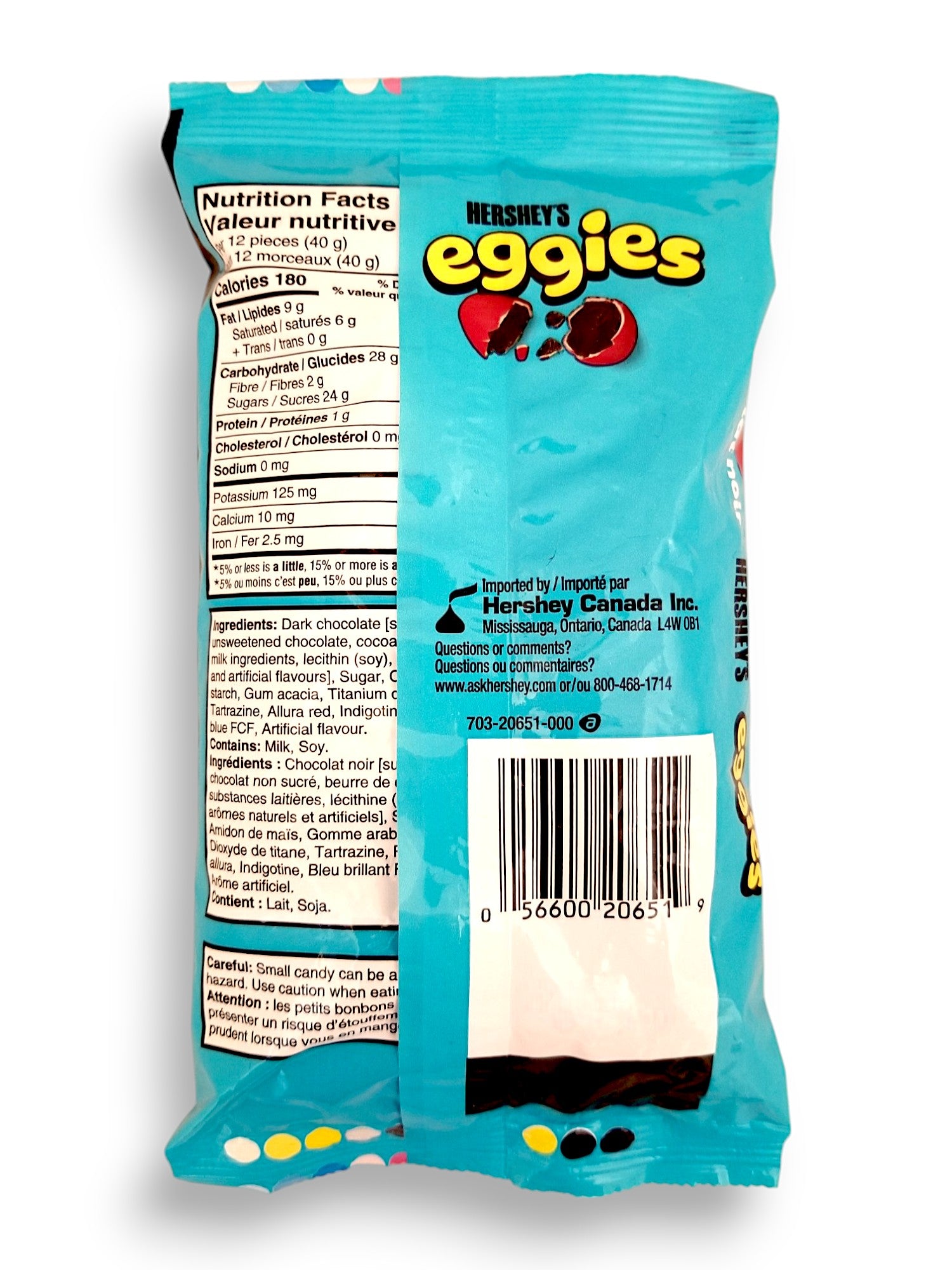 Hershey's Dark Chocolate Eggies, 200g/7.1 oz. - Back Of Bag