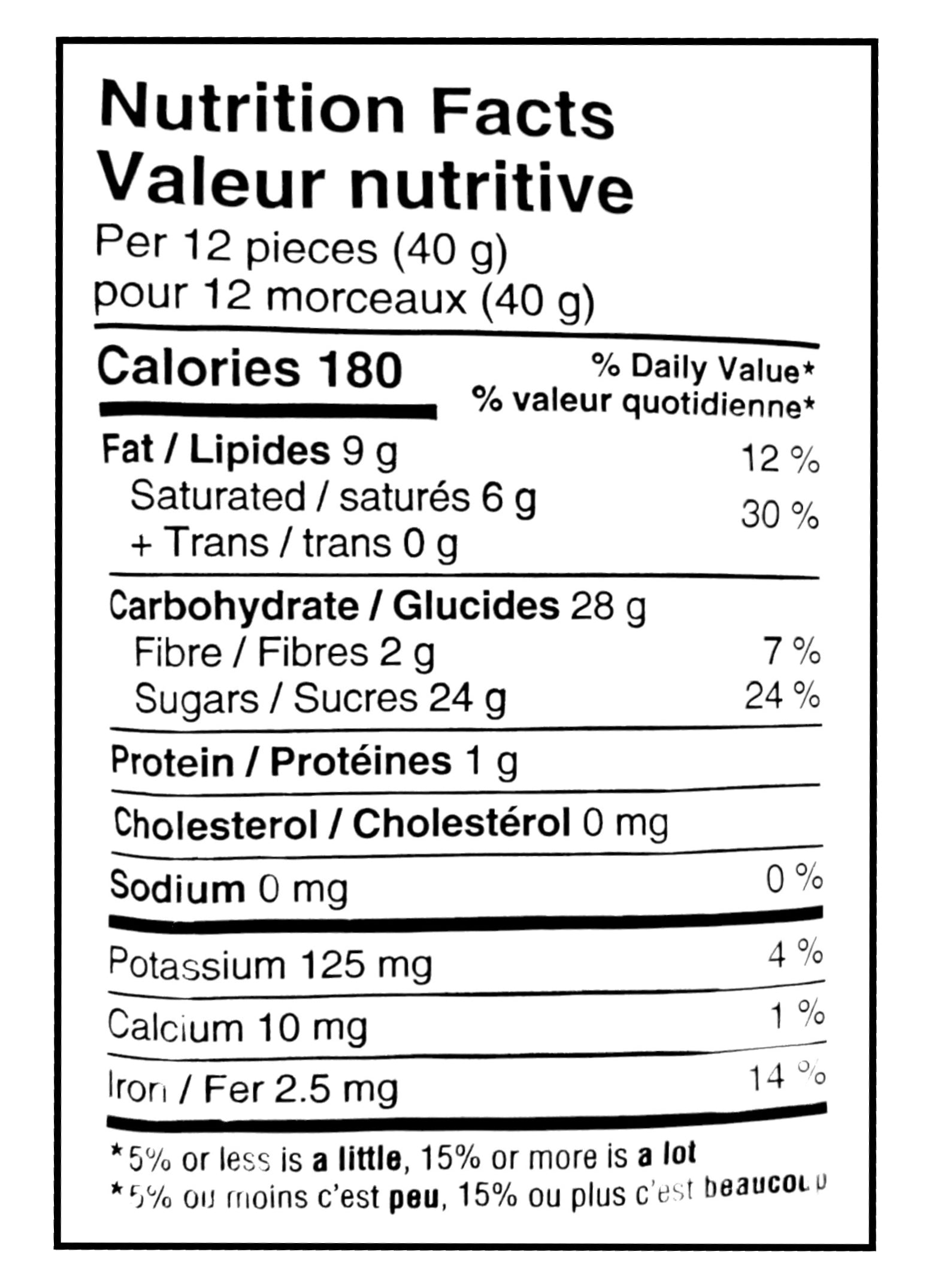 Hershey's Dark Chocolate Eggies, 200g/7.1 oz. - Nutrition Facts Label